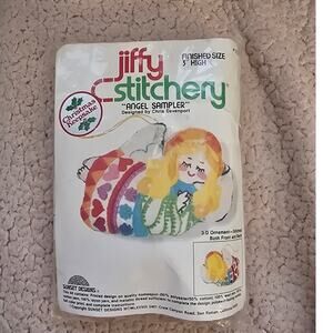 Jiffy Stitchery "Angel‎ Sampler" Ornament Embroidery Kit 1978 NIB